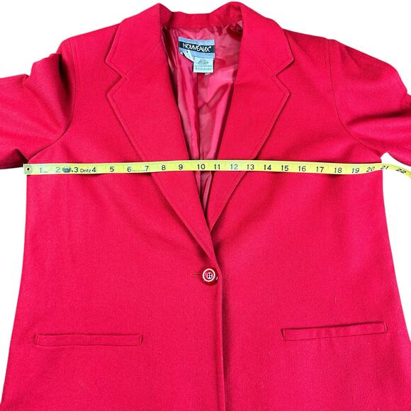Nouveaux Wool Blazer Women Size 10 Red Single Button Front Classic Retro Coat - Picture 12 of 12